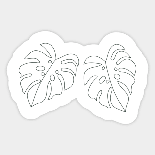 black leave line art illustration Sticker